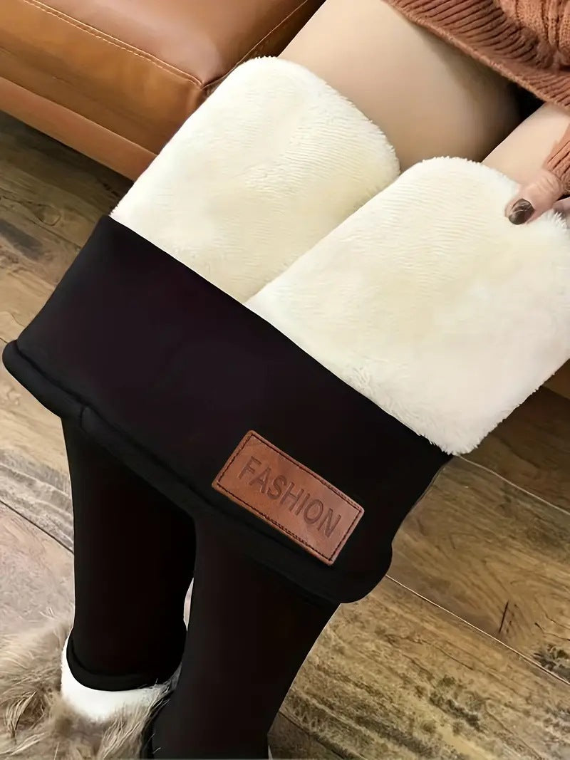 Women's Fleece-Lined Warm Leggings, High Waist Skinny Winter Pants