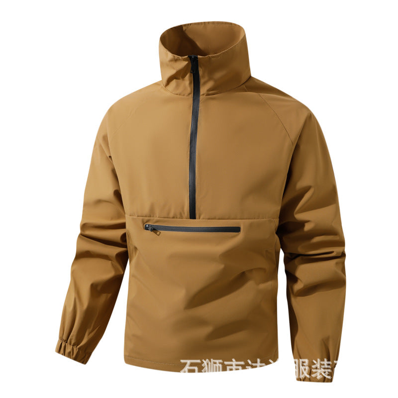 Men's Lightweight Water-Resistant Hooded Anorak Windbreaker Jacket