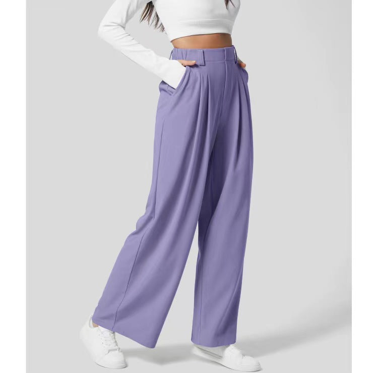Women's Waffle Knit High-Waisted Wide-Leg Pants