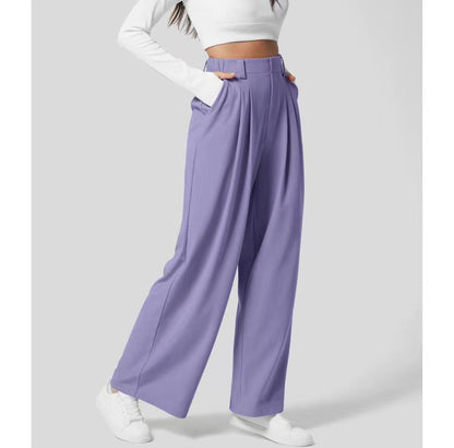 Women's Waffle Knit High-Waisted Wide-Leg Pants
