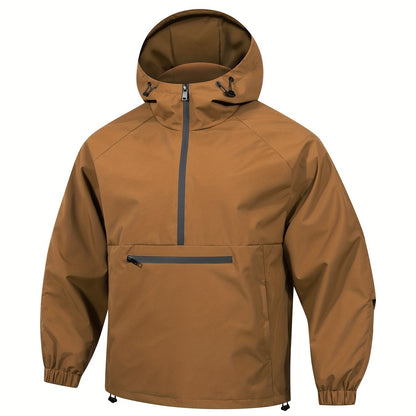 Men's Lightweight Water-Resistant Hooded Anorak Windbreaker Jacket