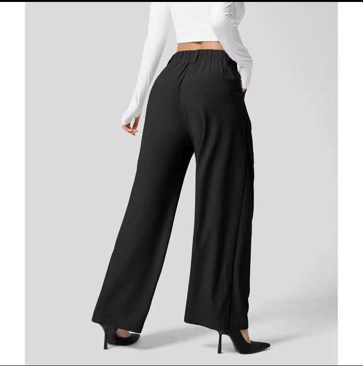 Women's Waffle Knit High-Waisted Wide-Leg Pants