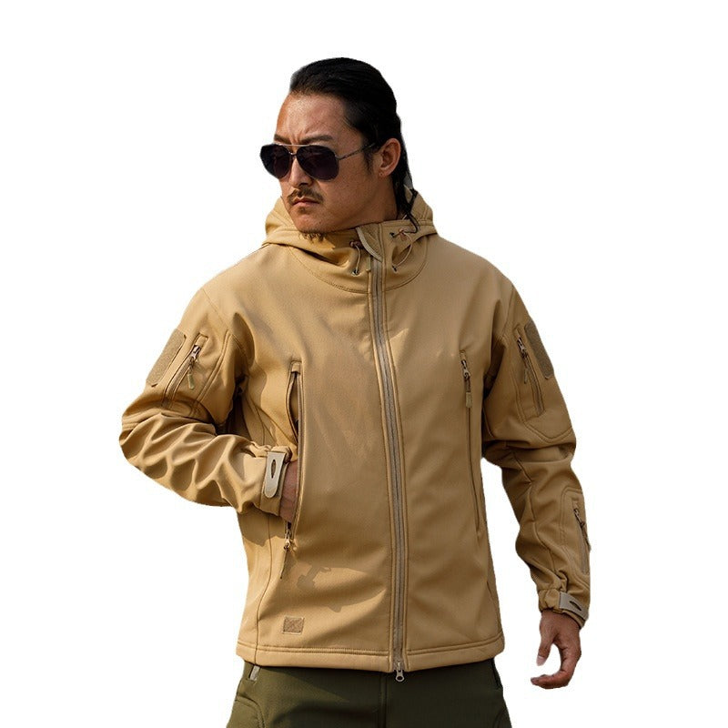 Men's Fleece-Lined Camouflage Softshell Tactical Jacket