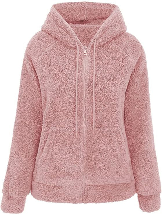 Women's Cozy Sherpa Fleece Zip-Up Hoodie Jacket