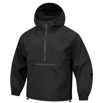 Men's Lightweight Water-Resistant Hooded Anorak Windbreaker Jacket