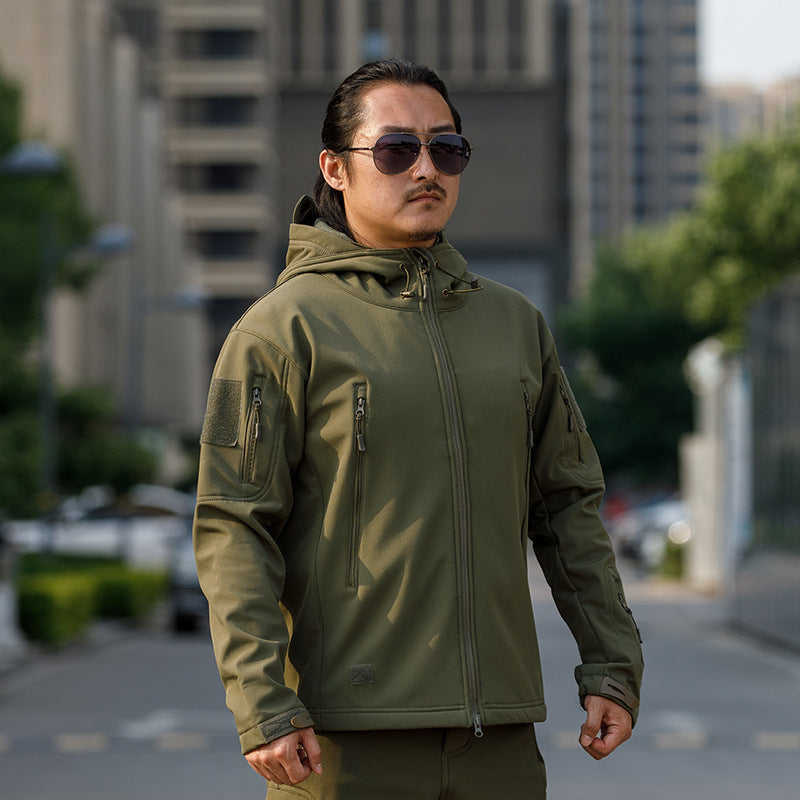 Men's Fleece-Lined Camouflage Softshell Tactical Jacket