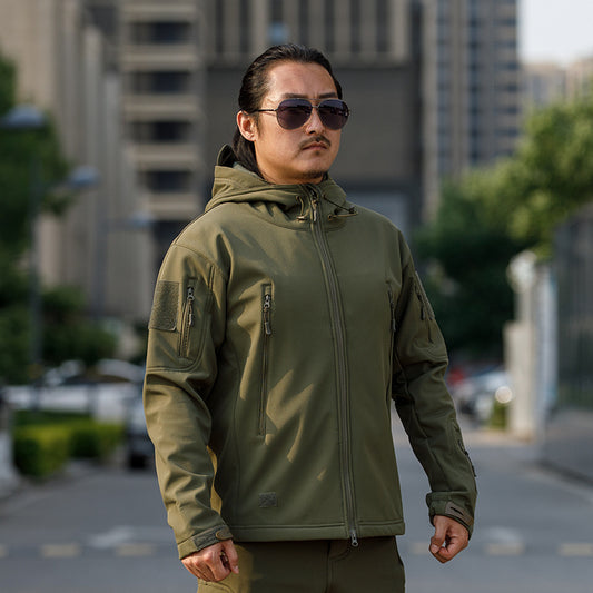 Men's Fleece-Lined Camouflage Softshell Tactical Jacket