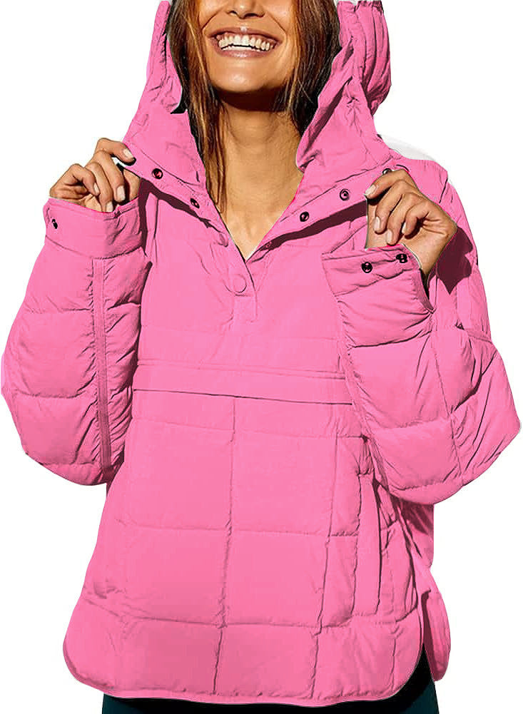 Women's Hooded Quilted Pullover Jacket
