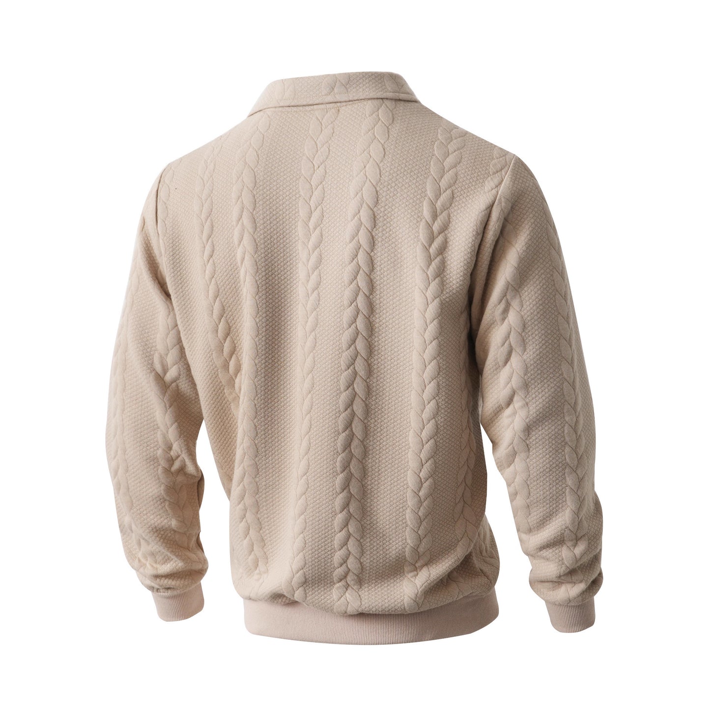 Men's Cable Knit Quarter-Zip Polo Sweater