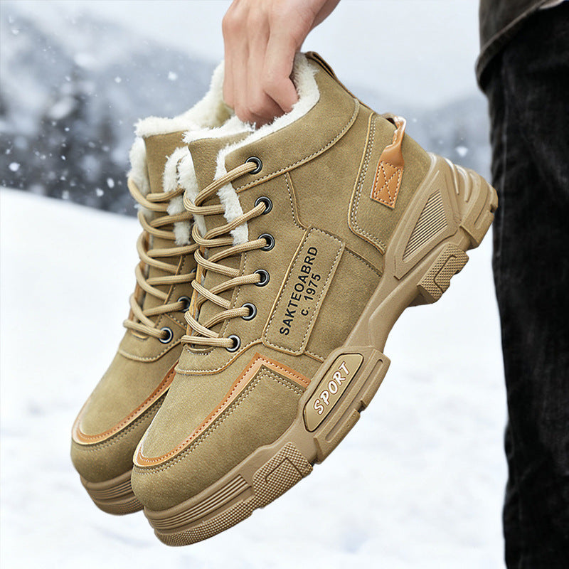 Lace-up winter boot with plush collar