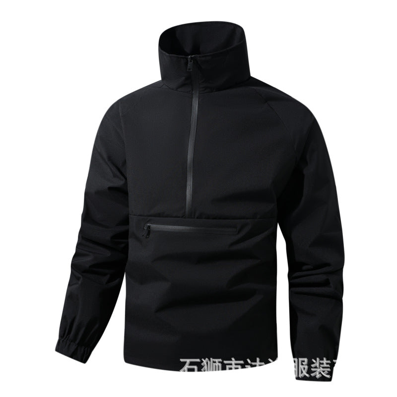 Men's Lightweight Water-Resistant Hooded Anorak Windbreaker Jacket