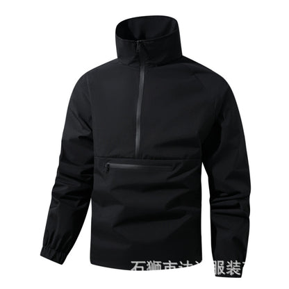 Men's Lightweight Water-Resistant Hooded Anorak Windbreaker Jacket