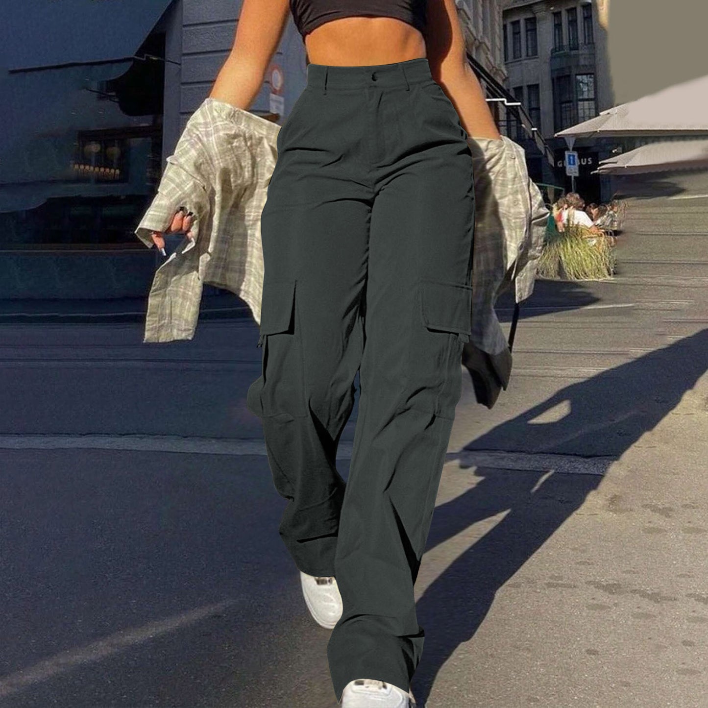 Women's High-Waisted Multi-Pocket Cargo Pants