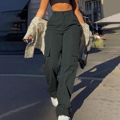 Women's High-Waisted Multi-Pocket Cargo Pants