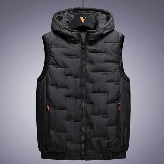 Men's Quilted Puffer Vest — Sleeveless Hooded Or Stand-Collar Winter Gilet