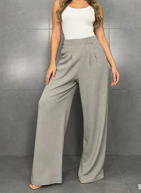 Women's Waffle Knit High-Waisted Wide-Leg Pants