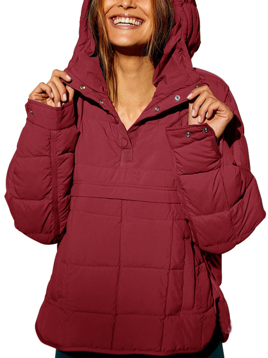 Women's Hooded Quilted Pullover Jacket