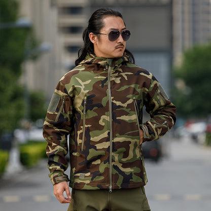 Men's Fleece-Lined Camouflage Softshell Tactical Jacket