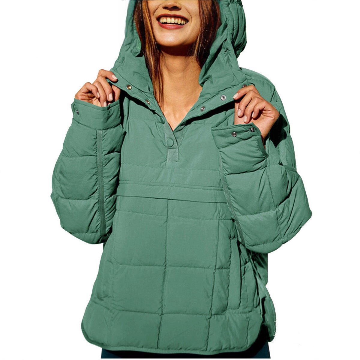 Women's Hooded Quilted Pullover Jacket