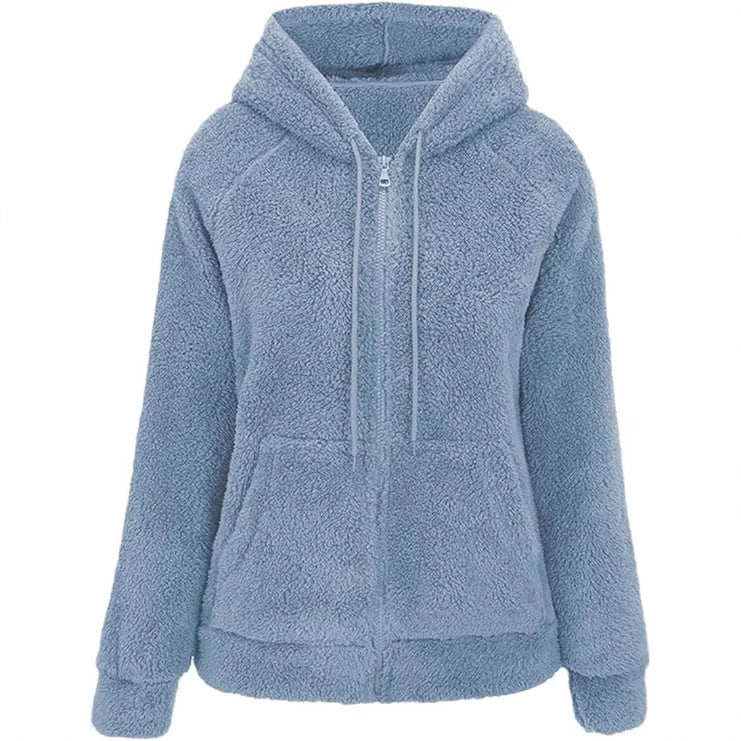 Women's Cozy Sherpa Fleece Zip-Up Hoodie Jacket