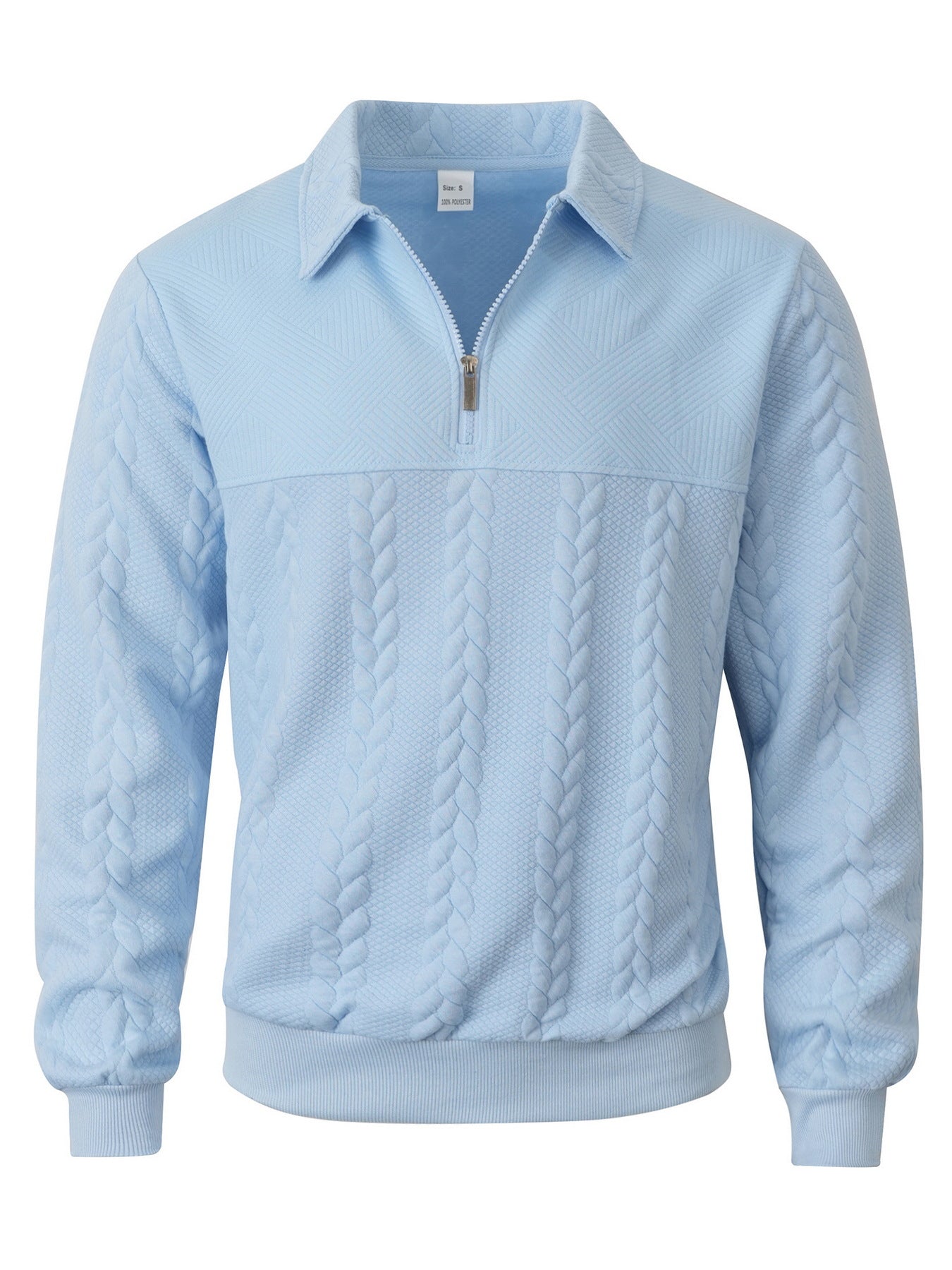 Men's Cable Knit Quarter-Zip Polo Sweater