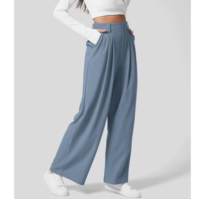 Women's Waffle Knit High-Waisted Wide-Leg Pants
