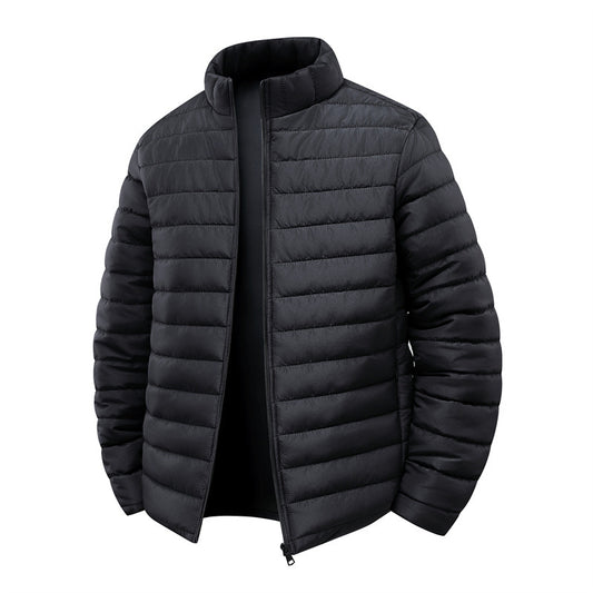 Men's Lightweight Quilted Puffer Jacket — Stand Collar Winter Cotton Coat