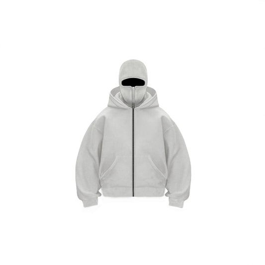 Diagonal Twill Double-Layer Zip-Up Hoodie