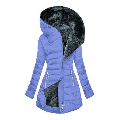 Women's Plush-Lined Hooded Long Puffer Coat