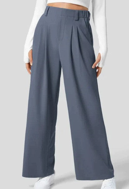 Women's Waffle Knit High-Waisted Wide-Leg Pants