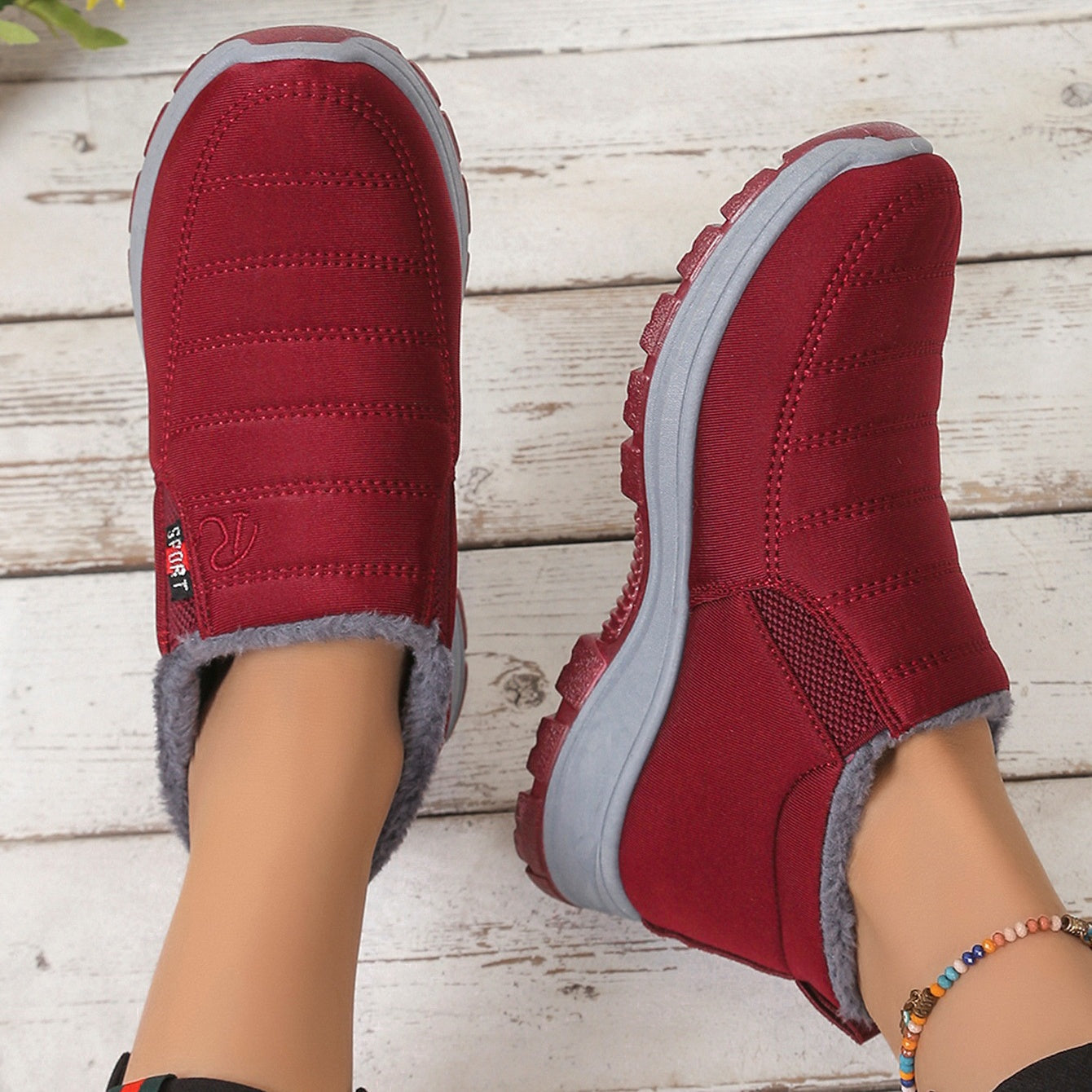 Unisex Warm Sheepskin-Lined Boots , Easy To Wear, Comfortable When Walking