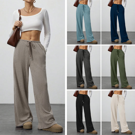 Women's High-Waisted Drawstring Wide-Leg Pants