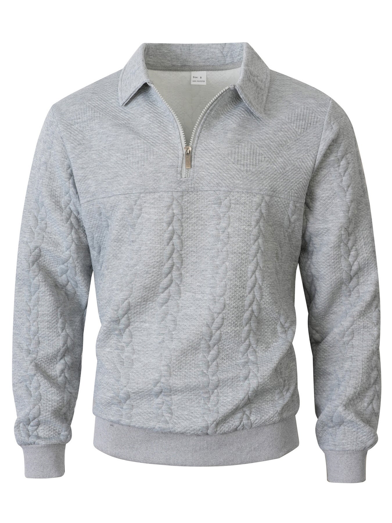 Men's Cable Knit Quarter-Zip Polo Sweater