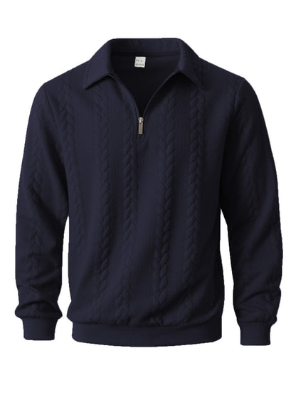 Men's Cable Knit Quarter-Zip Polo Sweater