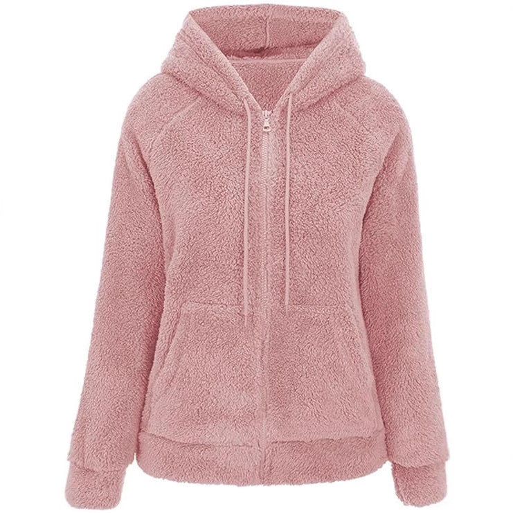 Women's Cozy Sherpa Fleece Zip-Up Hoodie Jacket