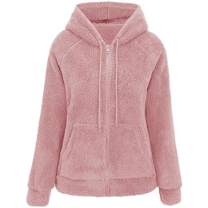 Women's Cozy Sherpa Fleece Zip-Up Hoodie Jacket