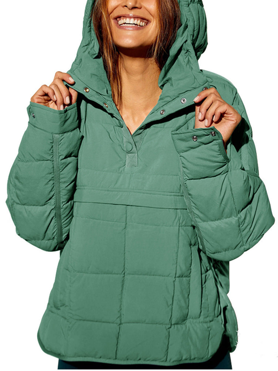 Women's Hooded Quilted Pullover Jacket