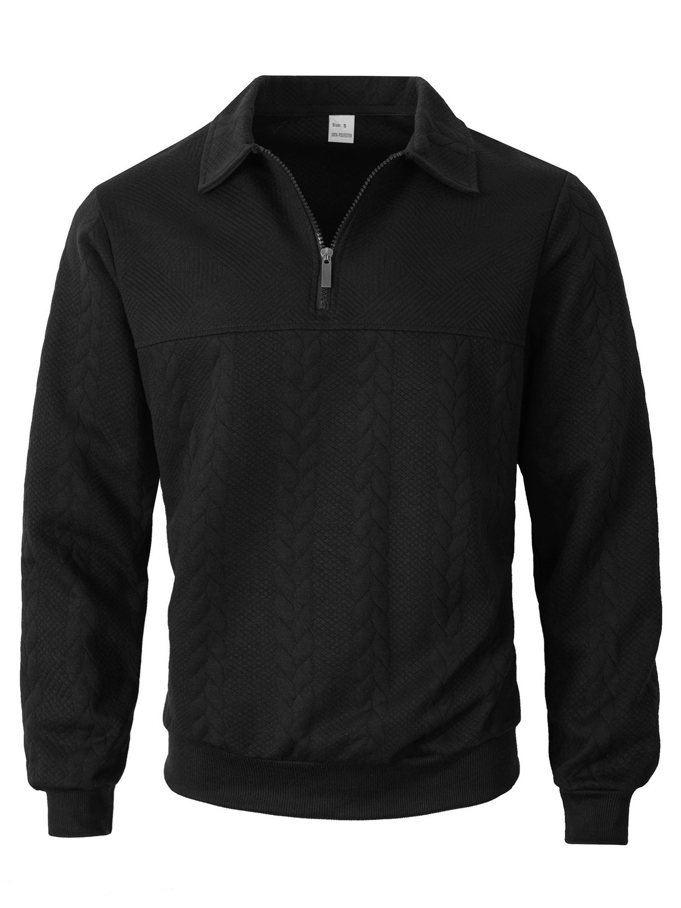 Men's Cable Knit Quarter-Zip Polo Sweater