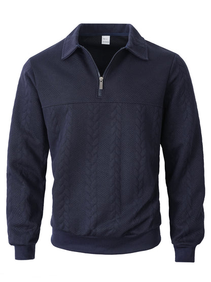 Men's Cable Knit Quarter-Zip Polo Sweater