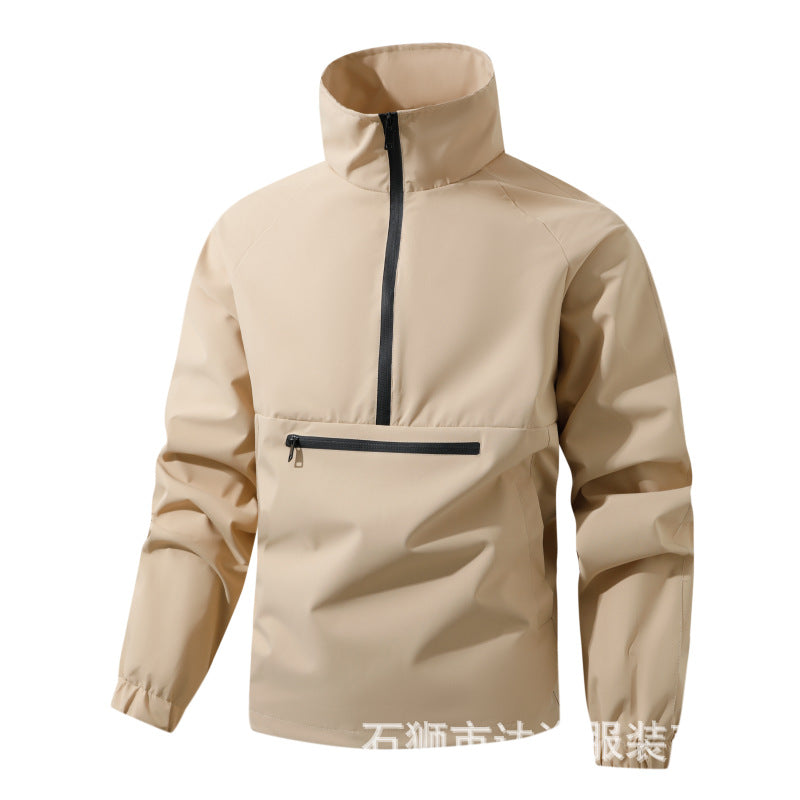 Men's Lightweight Water-Resistant Hooded Anorak Windbreaker Jacket