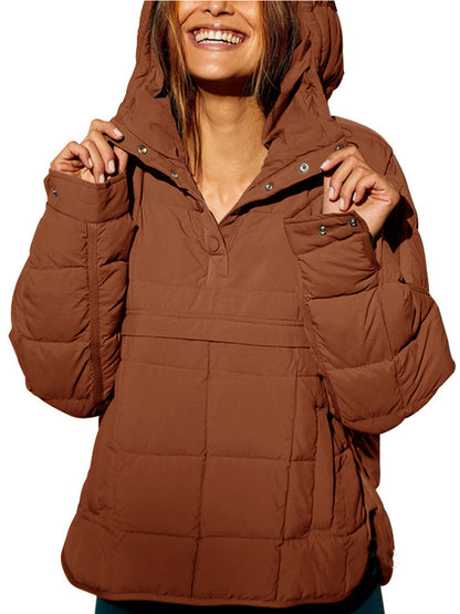 Women's Hooded Quilted Pullover Jacket
