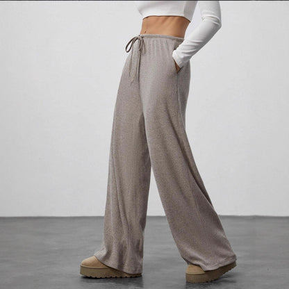 Amazon Cross-border Foreign Trade New European and American Women's Solid Sagging Waist Drawstring Wide Leg Casual Pants Straight Leg Pants Commute