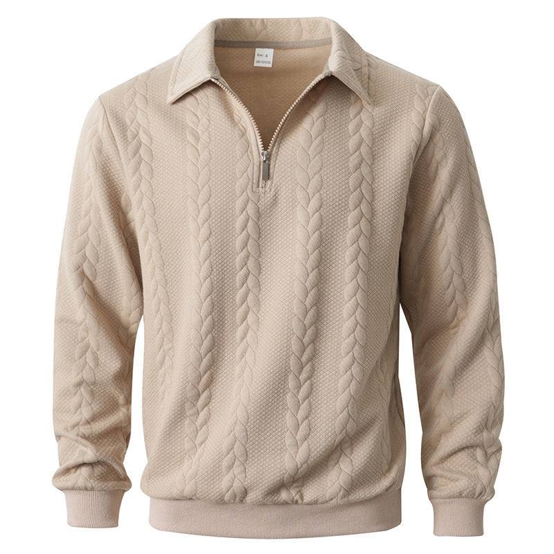 Men's Cable Knit Quarter-Zip Polo Sweater