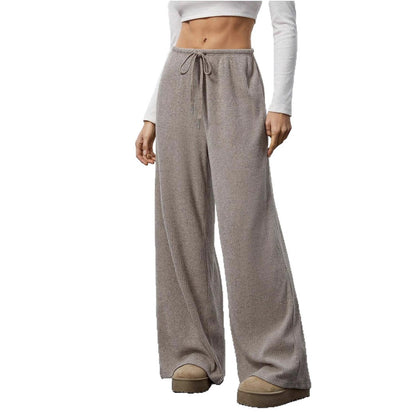 Amazon Cross-border Foreign Trade New European and American Women's Solid Sagging Waist Drawstring Wide Leg Casual Pants Straight Leg Pants Commute