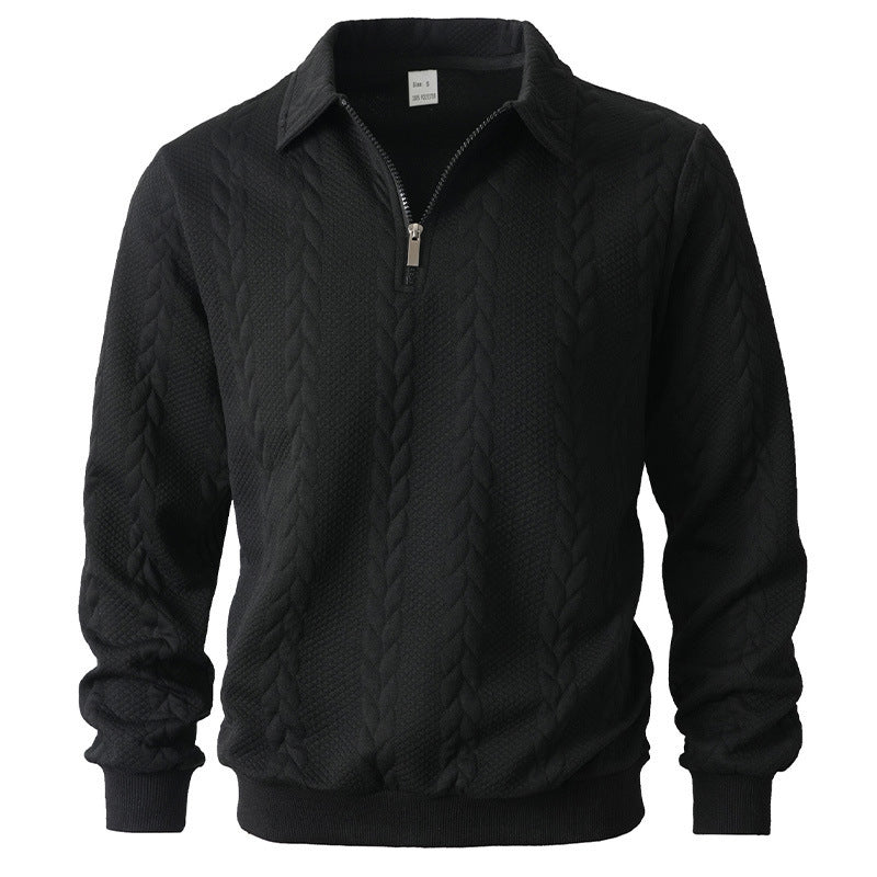 Men's Cable Knit Quarter-Zip Polo Sweater