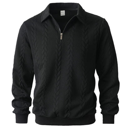 Men's Cable Knit Quarter-Zip Polo Sweater