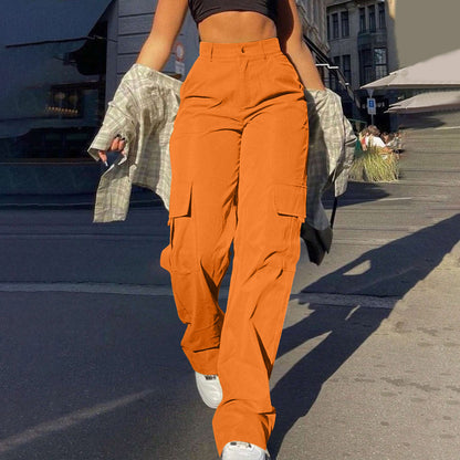 Women's High-Waisted Multi-Pocket Cargo Pants