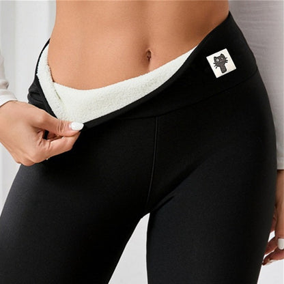 Women's Fleece-Lined Warm Leggings, High Waist Skinny Winter Pants