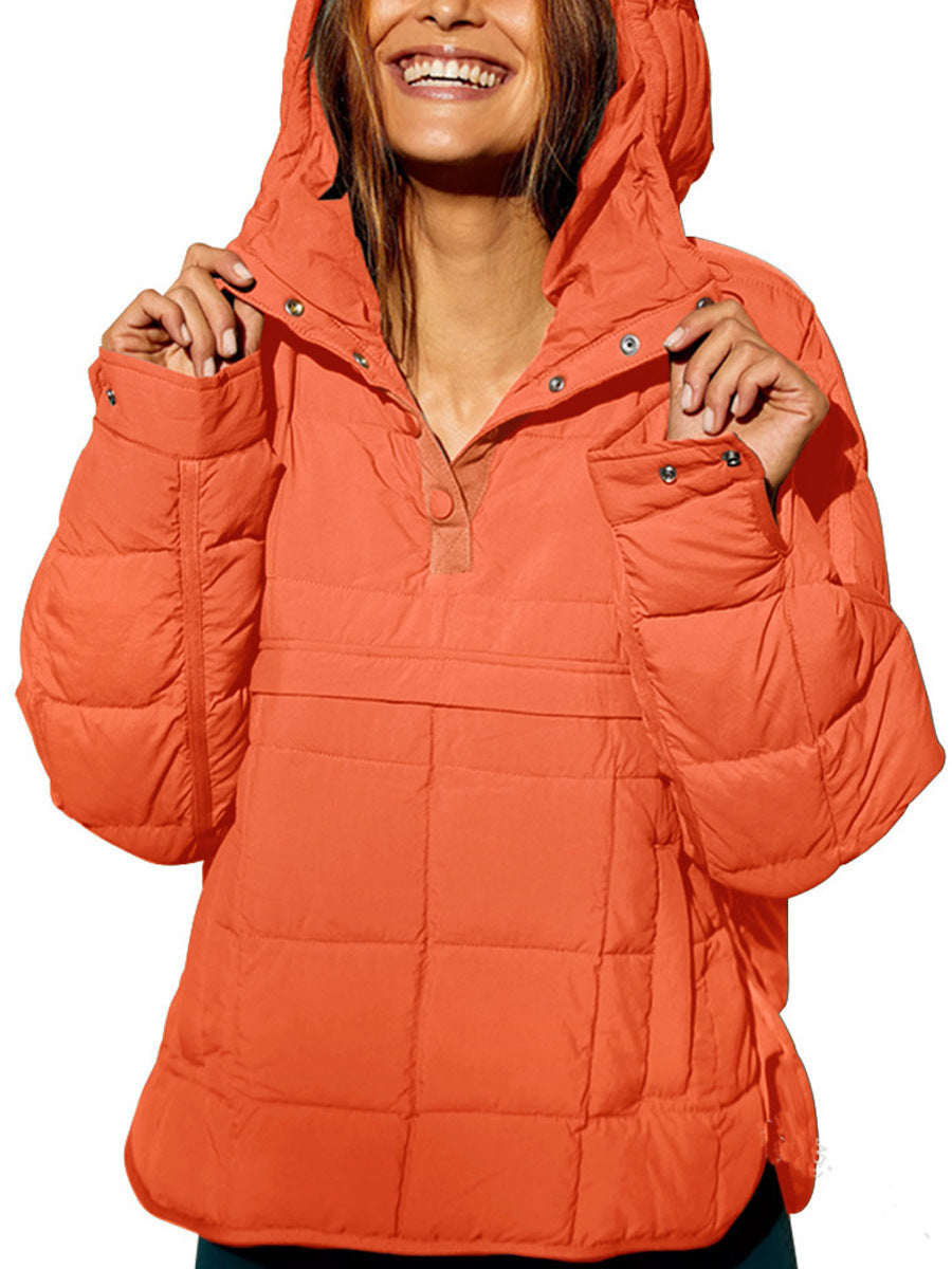Women's Hooded Quilted Pullover Jacket