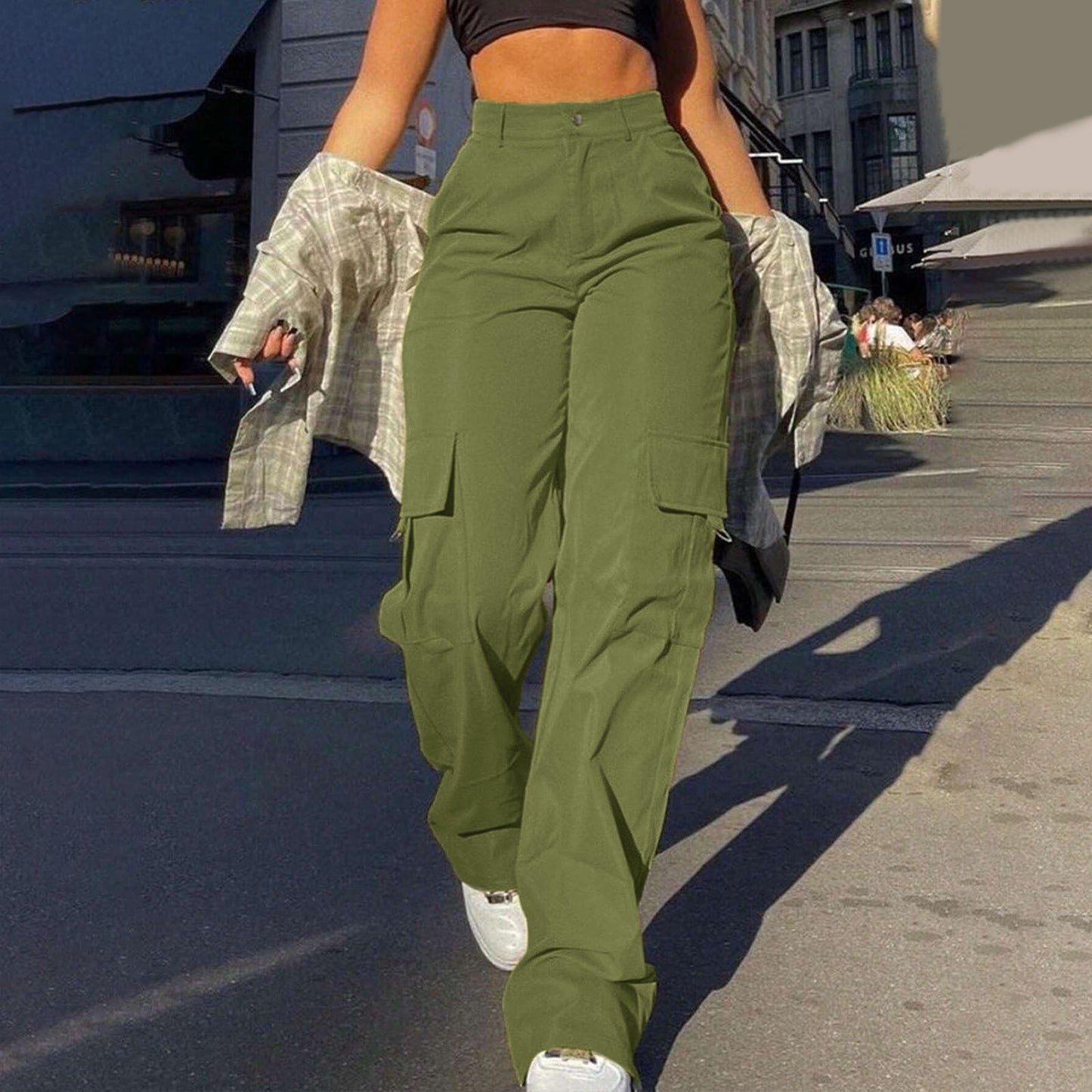 Women's High-Waisted Multi-Pocket Cargo Pants